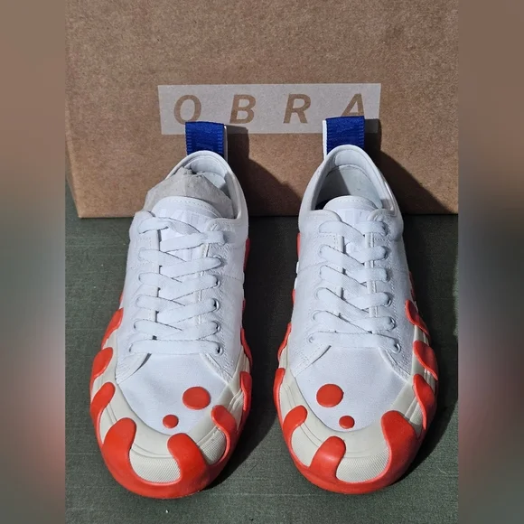 White and Orange Obra Men's Slip On Loafers - Picture 3 of 8